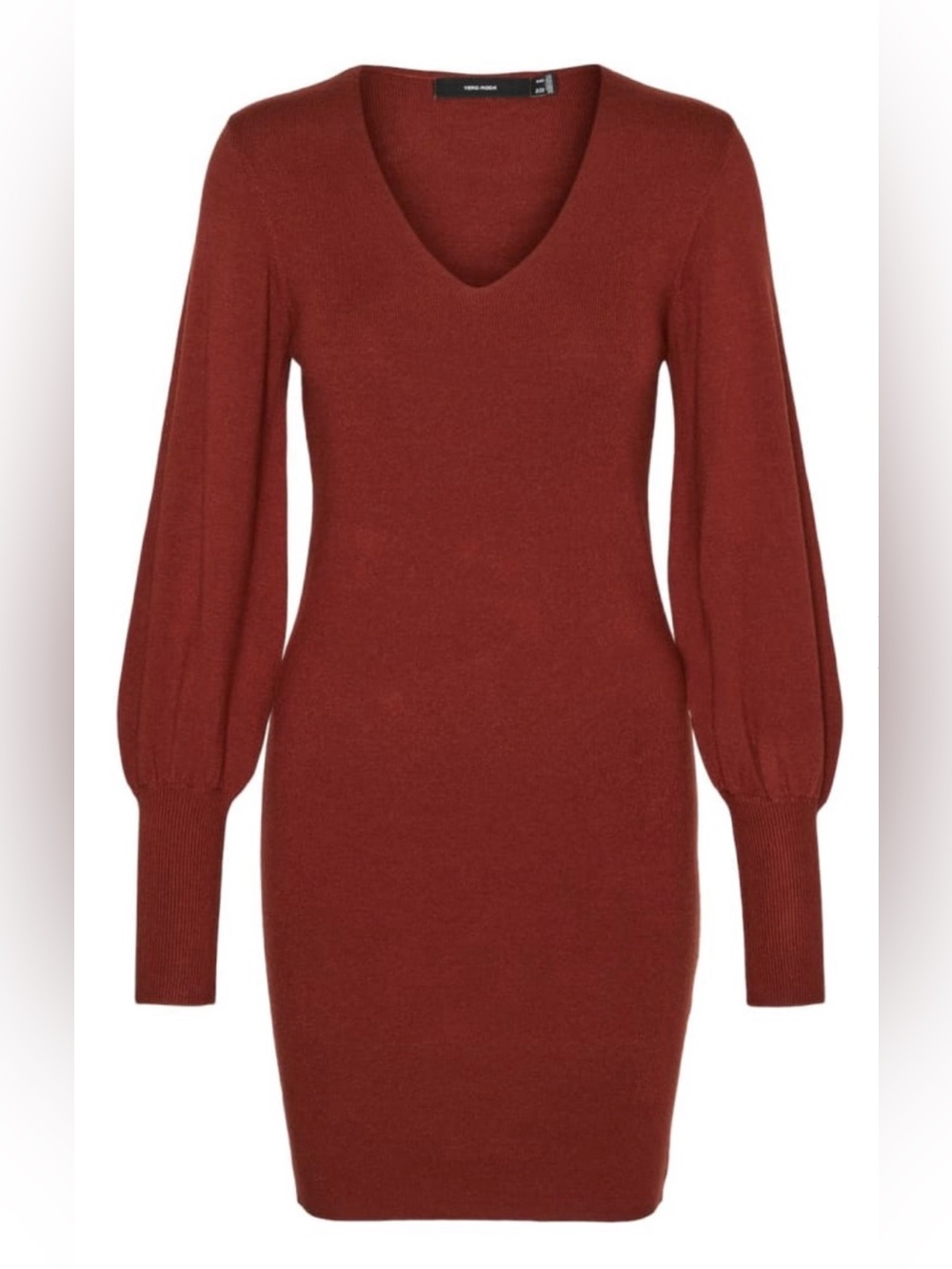 Vero Moda NWT Rust V-Neck Long Sleeve Knit Dress Size M